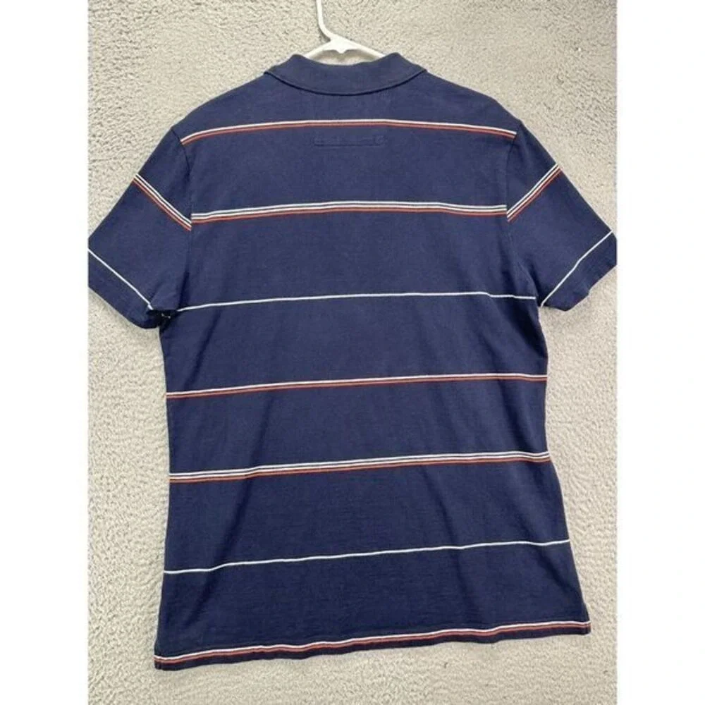 Banana Republic Shirt Men Large Blue Stripe Polo Luxury Touch Standard Fit Rugby